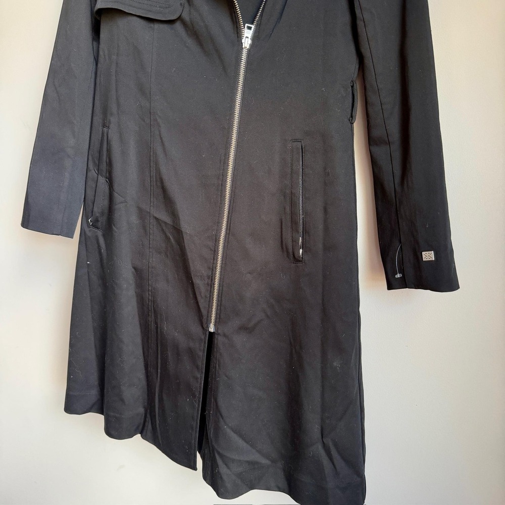 Soia & Kyo Coat Womens Small Black Asymmetrical Zip Trench Quilted Insert NWT - Picture 4 of 14
